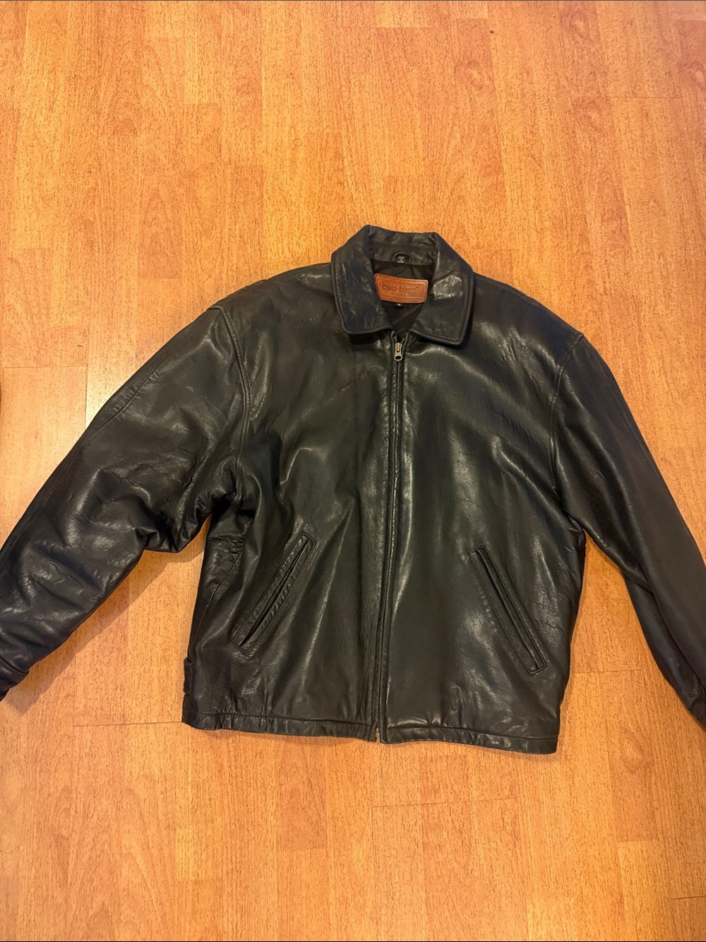 Men's Black Leather Zip-Front Jacket
